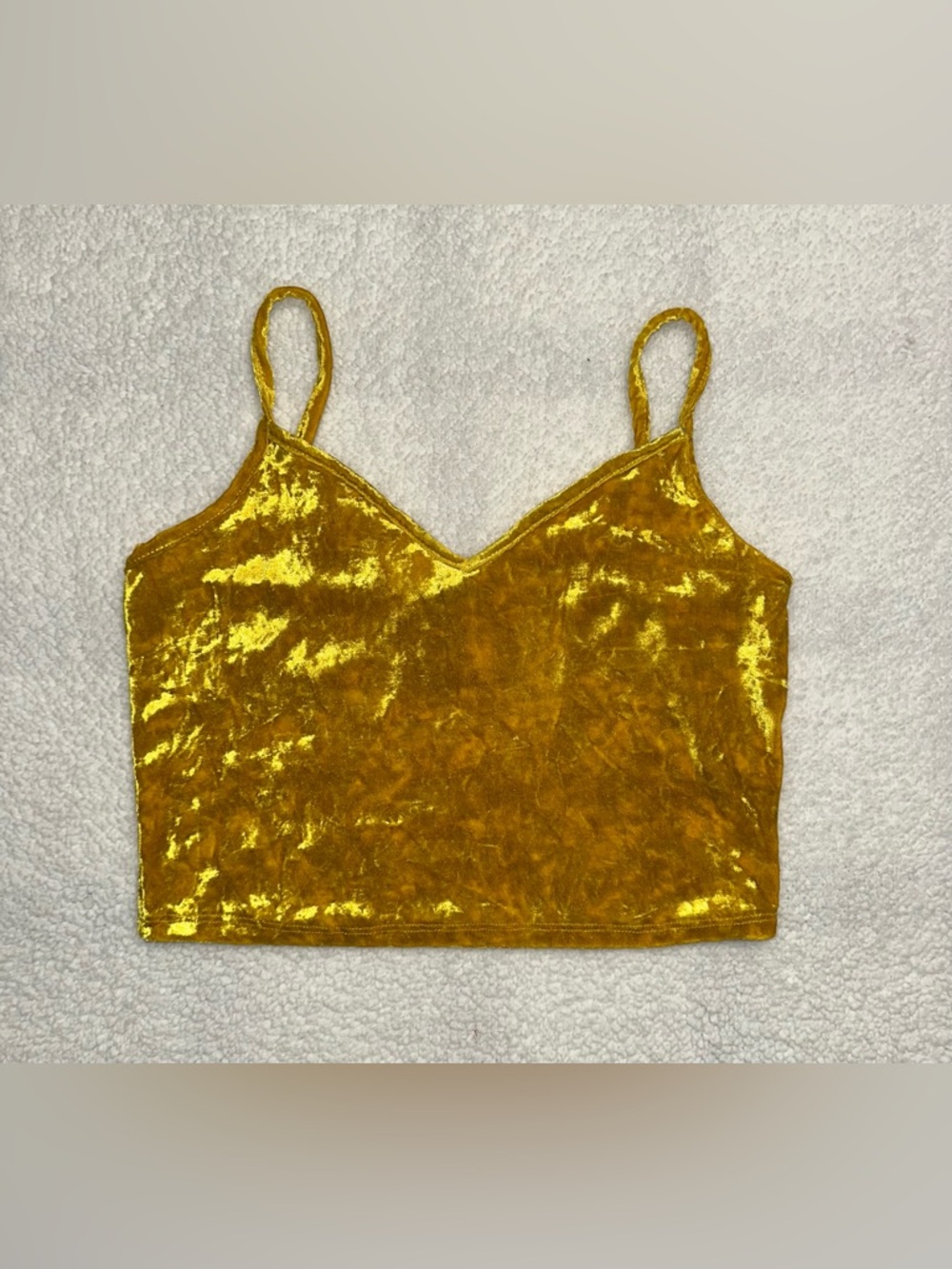 Forever 21 Mustard Gold Velvet Cropped Cami